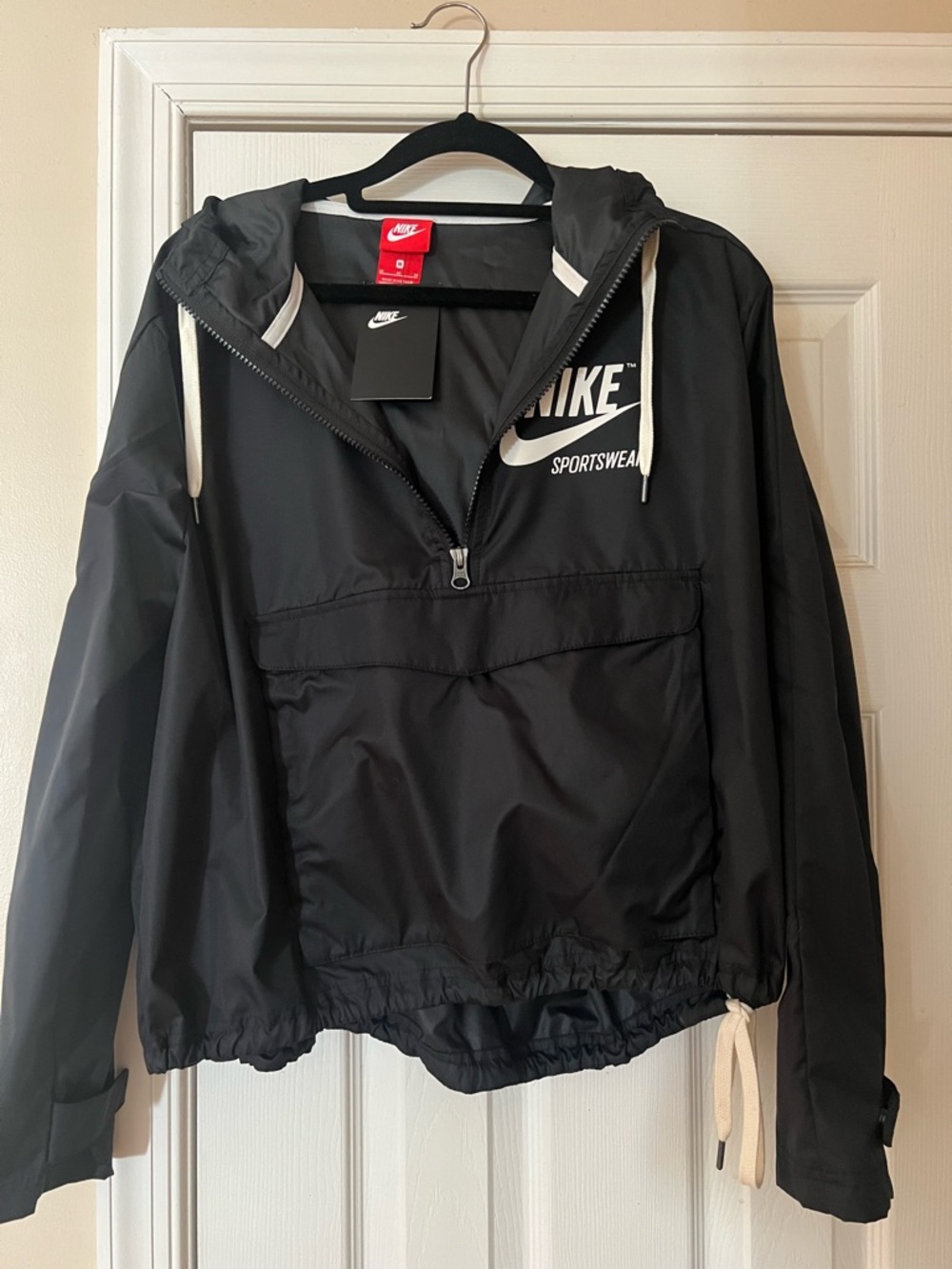 Nike Black and White Women’s Half-Zip Bomber Windbreaker